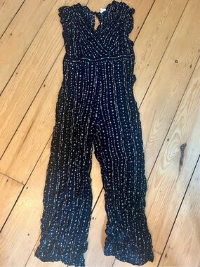 Hem & Thread Black Printed Cap Sleeve Jumpsuit